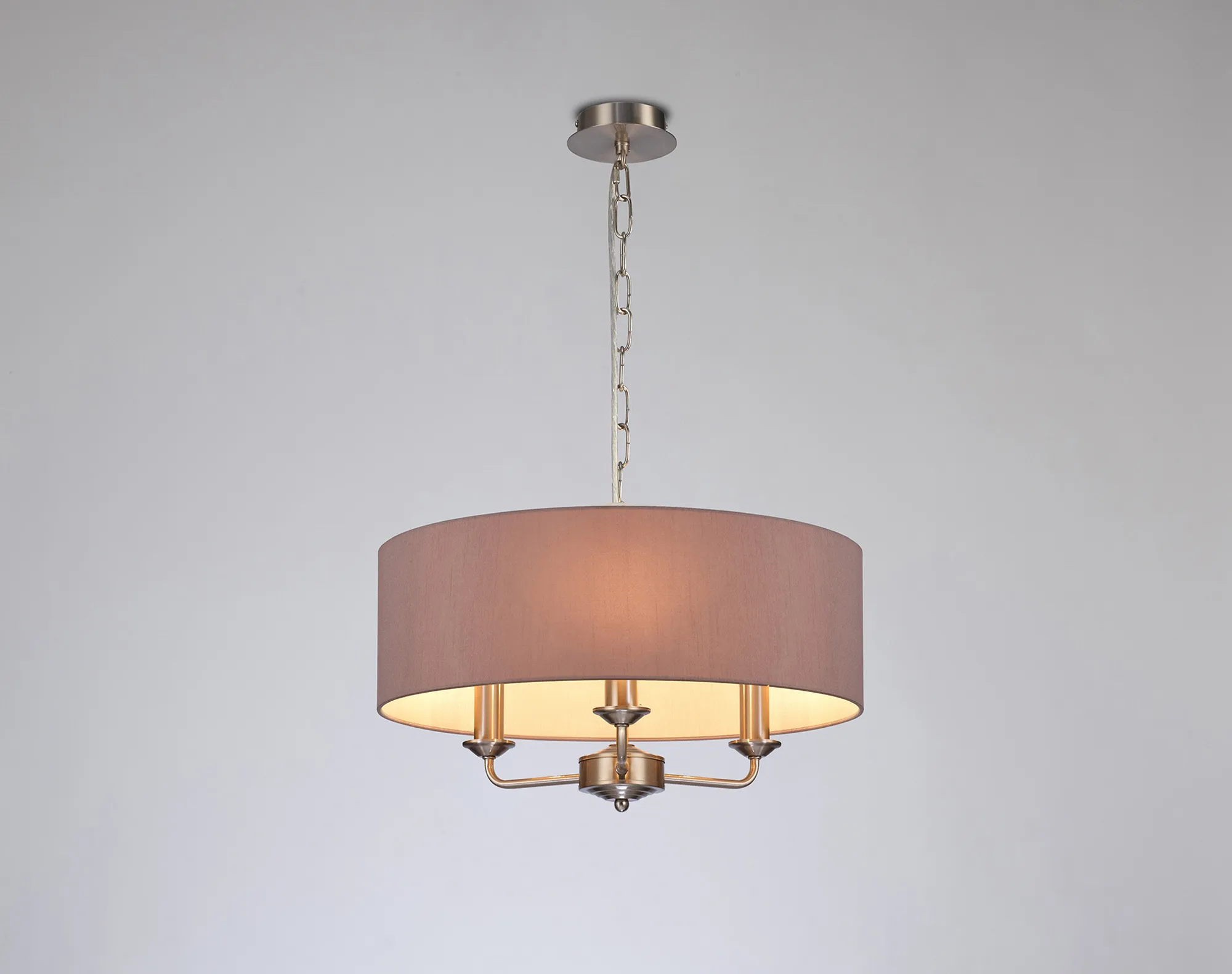 Banyan 45cm 3 Light Pendant Satin Nickel, Taupe/Halo Gold DK0068  Deco Banyan SN TA
